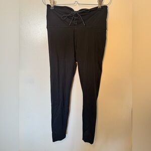 PINK Victoria's Secret Cozy Black Lace Up Front Leggings